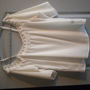 Charlotte Russe 3/4 sleeve semi sheer white blouse in XL